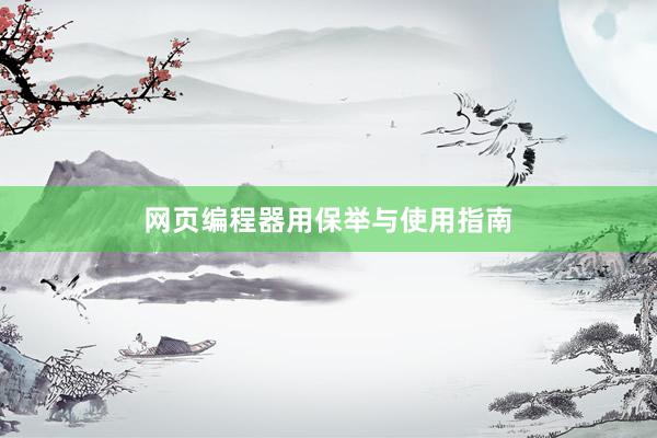 网页编程器用保举与使用指南