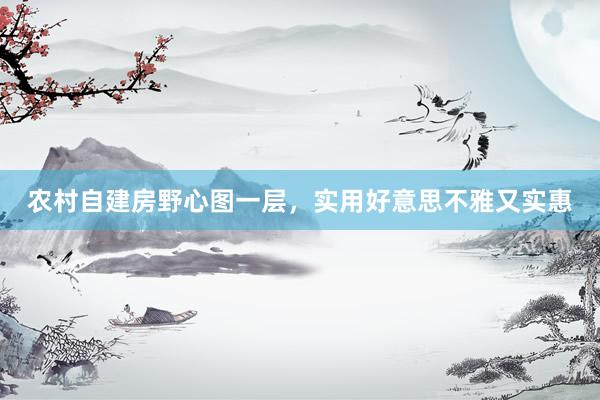 农村自建房野心图一层，实用好意思不雅又实惠